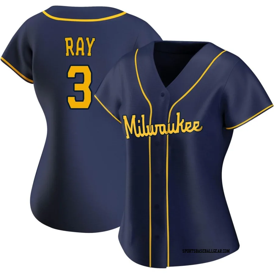 Corey Ray Women's Milwaukee Brewers Navy Authentic Alternate Jersey