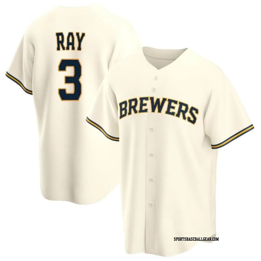 Corey Ray Youth Milwaukee Brewers Cream Replica Home Jersey