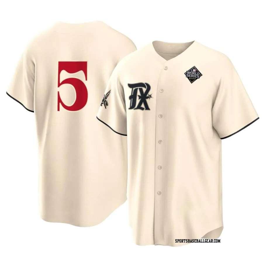 Corey Seager Men's Texas Rangers Cream Replica 2023 City Connect 2023 World Series Jersey