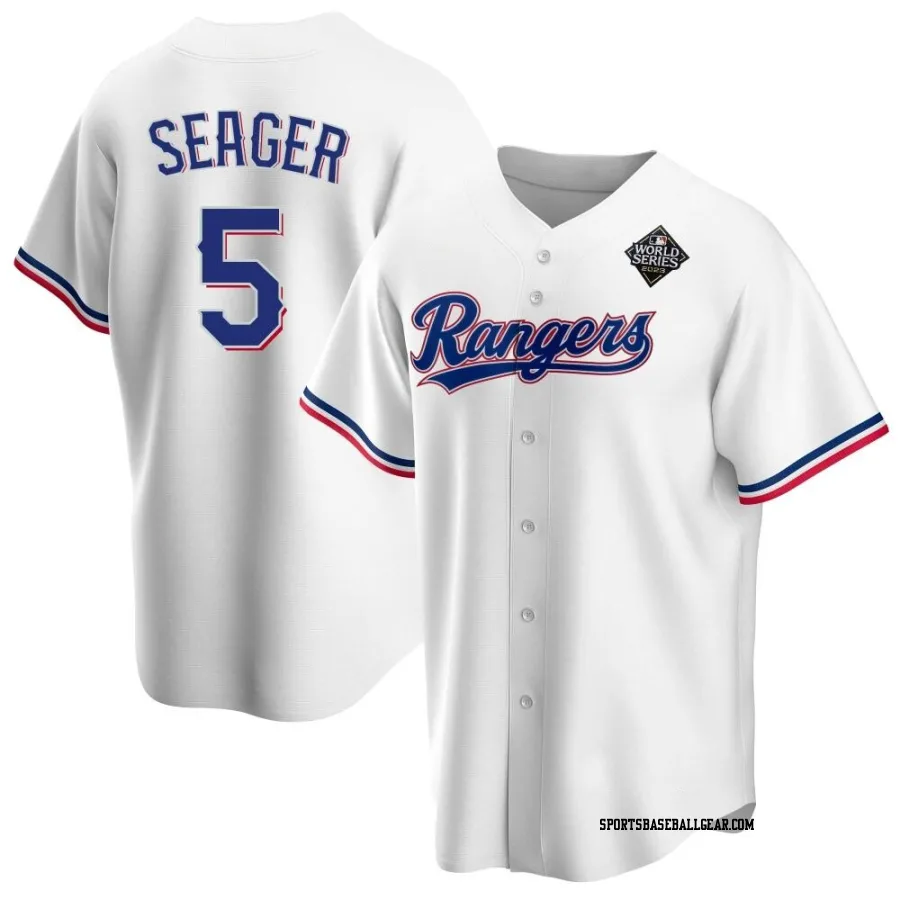 Corey Seager Men's Texas Rangers White Replica Home 2023 World Series Jersey