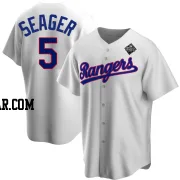 Corey Seager Men's Texas Rangers White Replica Home Cooperstown Collection 2023 World Series Jersey