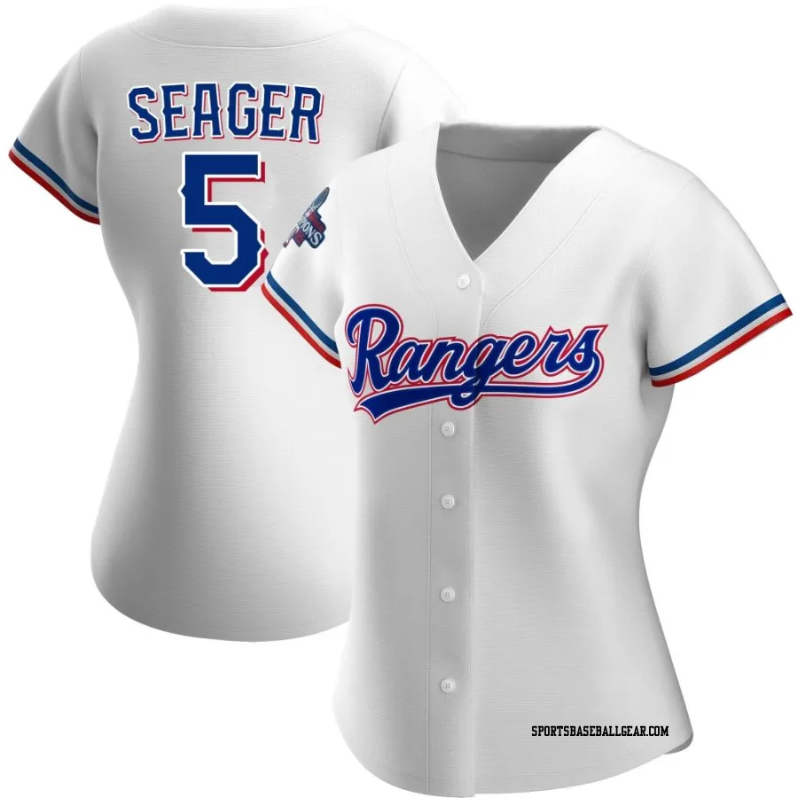 Corey Seager Women's Texas Rangers White Replica Home 2023 World Series Champions Jersey