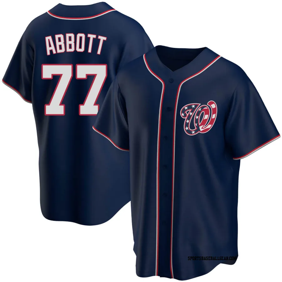 Cory Abbott Men's Washington Nationals Navy Replica Alternate Team Jersey