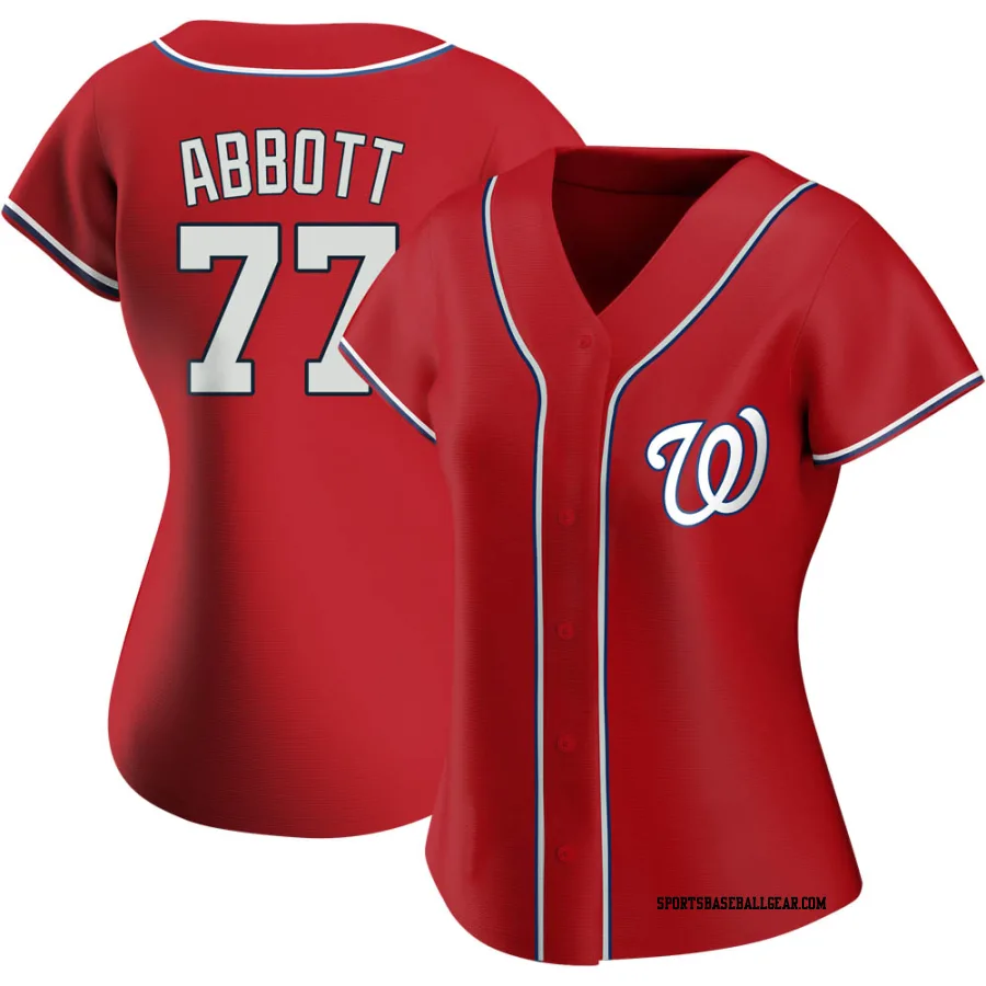 Cory Abbott Women's Washington Nationals Red Replica Alternate Jersey