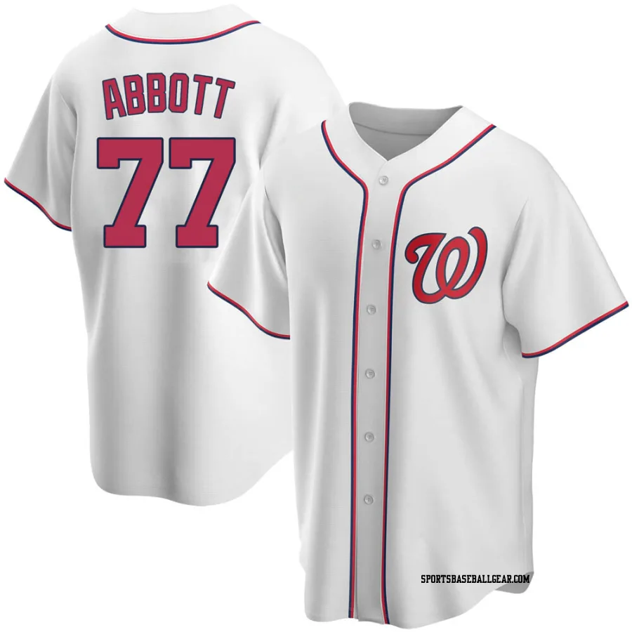 Cory Abbott Youth Washington Nationals White Replica Home Jersey