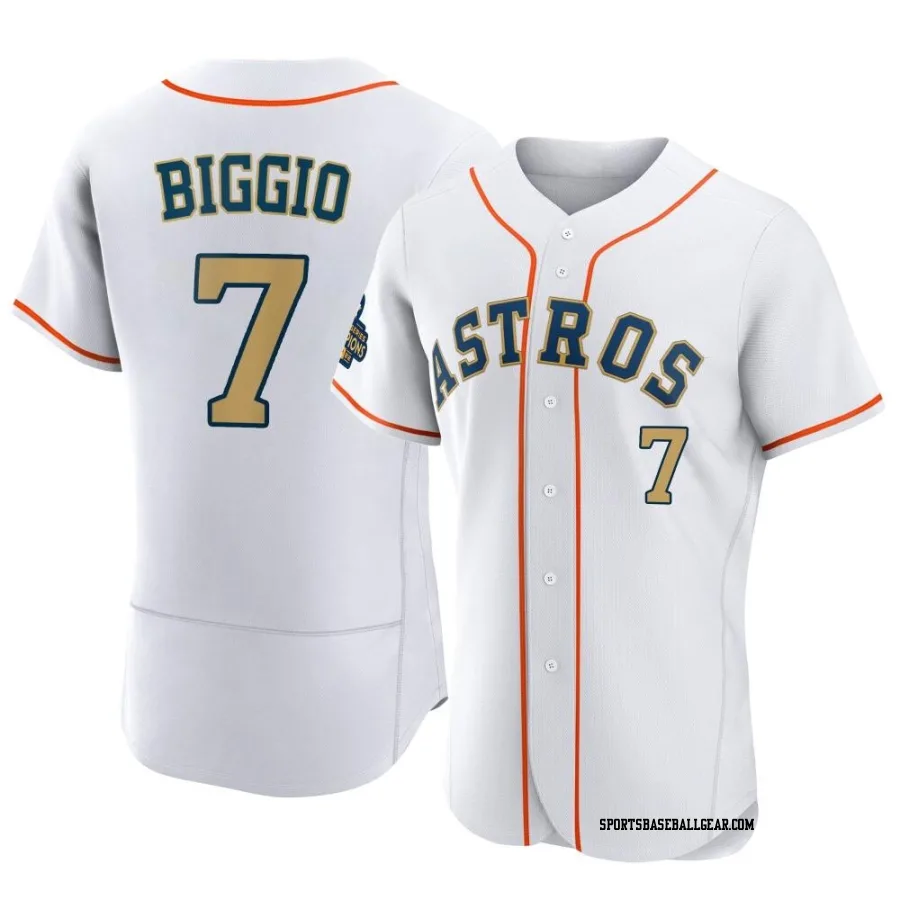 Craig Biggio Men's Houston Astros Gold Authentic White 2023 Collection Jersey