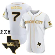 Craig Biggio Men's Houston Astros White/Gold Authentic 2023 Space City Ready 2 Reign Flex Base Jersey