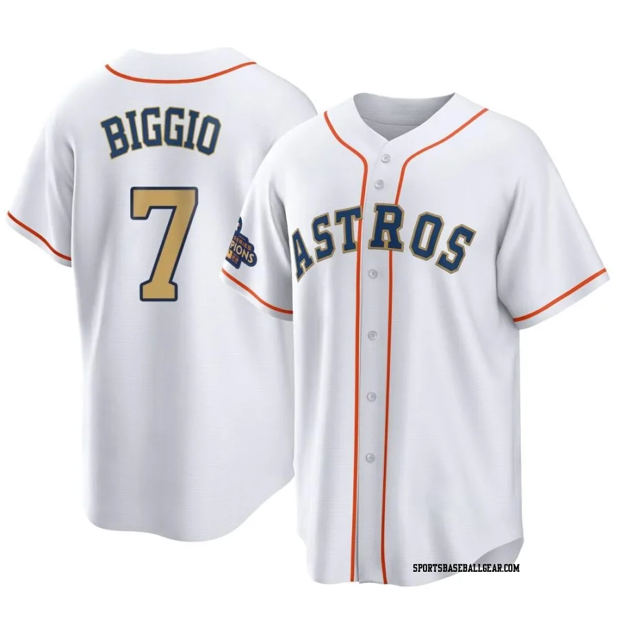 Craig Biggio Youth Houston Astros Gold Replica White 2023 Collection Jersey