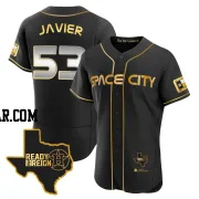 Cristian Javier Men's Houston Astros Black/Gold Authentic 2023 Space City Ready 2 Reign Flex Base Jersey