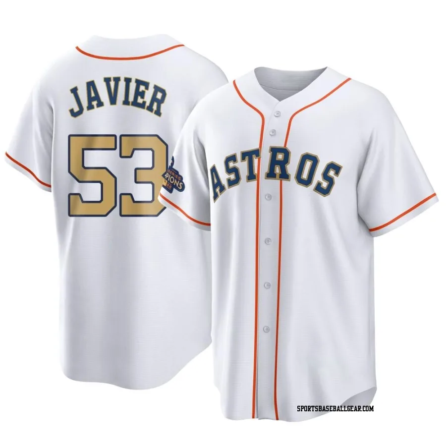 Cristian Javier Men's Houston Astros Gold Replica White 2023 Collection Jersey