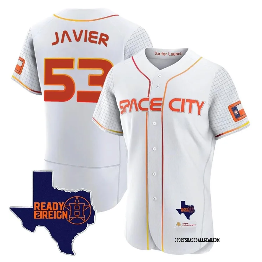 Cristian Javier Men's Houston Astros White Authentic 2023 Space City Ready 2 Reign Flex Base Jersey