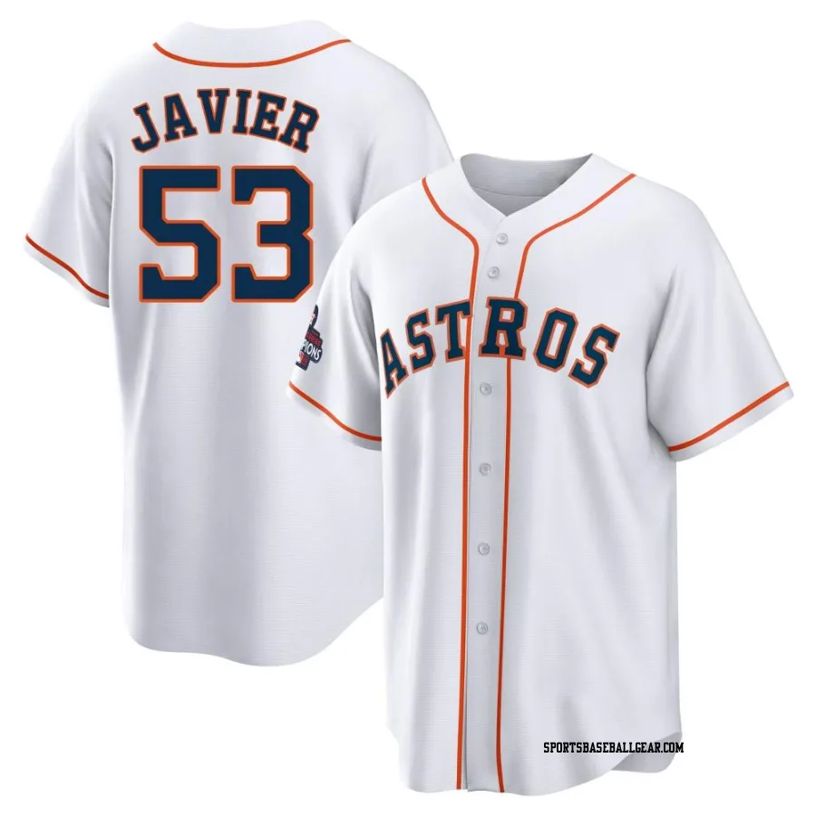 Cristian Javier Men's Houston Astros White Replica 2022 World Series Champions Home Jersey