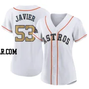 Cristian Javier Women's Houston Astros Gold Authentic White 2023 Collection Jersey