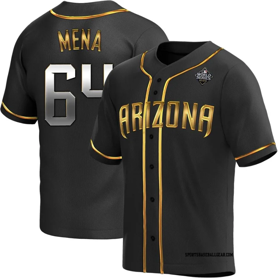 Cristian Mena Men's Arizona Diamondbacks Black Golden Replica Alternate 2023 World Series Jersey