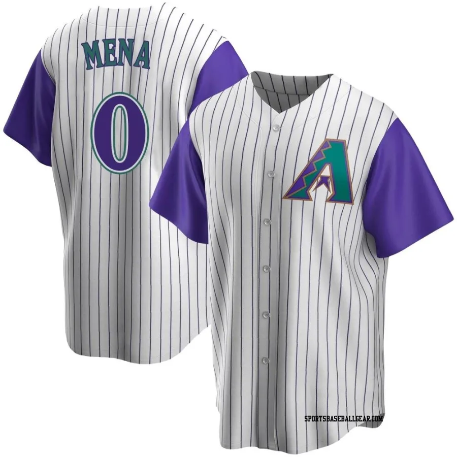 Cristian Mena Men's Arizona Diamondbacks Cream/Purple Replica Alternate Cooperstown Collection Jersey