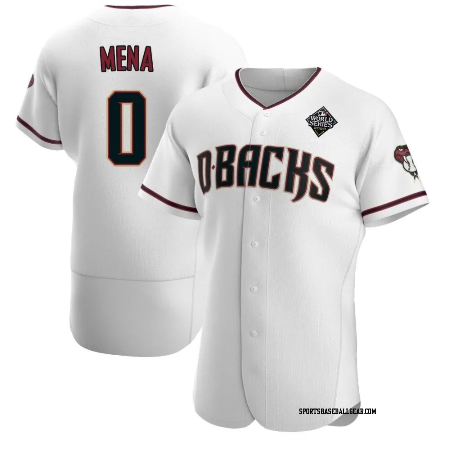 Cristian Mena Men's Arizona Diamondbacks White Authentic Crimson Home 2023 World Series Jersey