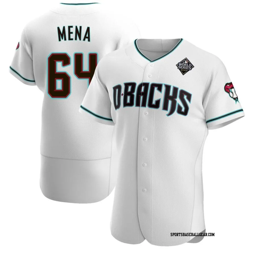 Cristian Mena Men's Arizona Diamondbacks White Authentic Teal Alternate 2023 World Series Jersey