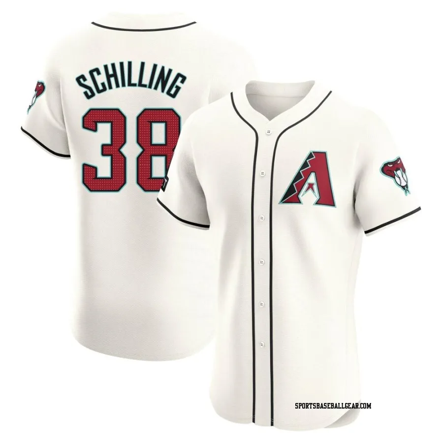 Curt Schilling Men's Arizona Diamondbacks Cream Elite Home Patch Jersey