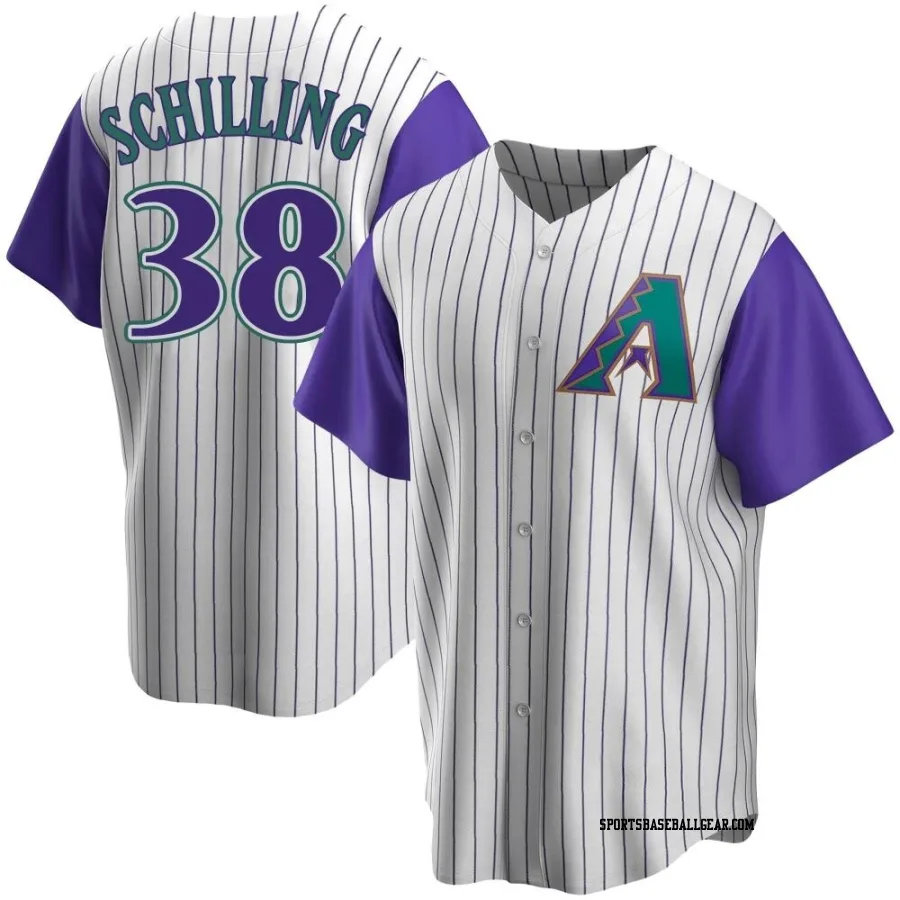 Curt Schilling Men's Arizona Diamondbacks Cream/Purple Replica Alternate Cooperstown Collection Jersey