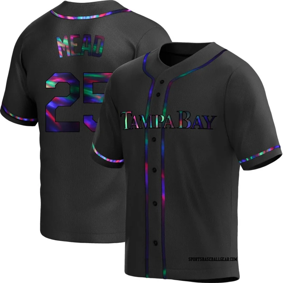 Curtis Mead Men's Tampa Bay Rays Black Holographic Replica Alternate Jersey