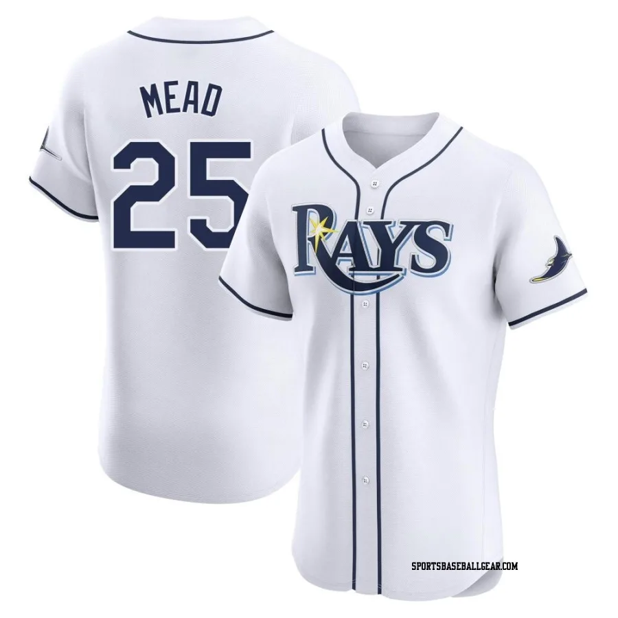 Curtis Mead Men's Tampa Bay Rays White Elite Home Jersey