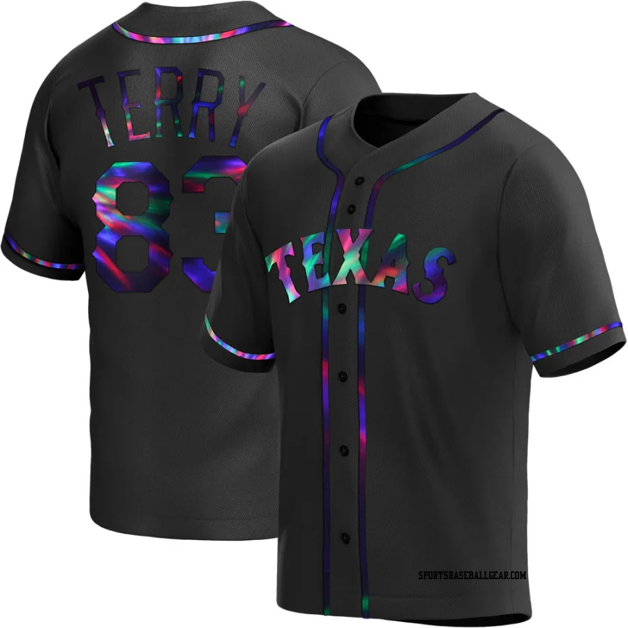 Curtis Terry Men's Texas Rangers Black Holographic Replica Alternate Jersey