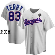 Curtis Terry Men's Texas Rangers White Replica Home Cooperstown Collection 2023 World Series Jersey