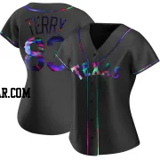 Curtis Terry Women's Texas Rangers Black Holographic Replica Alternate Jersey