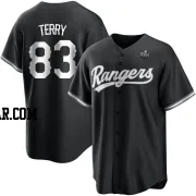 Curtis Terry Youth Texas Rangers White Replica Black 2023 World Series Jersey