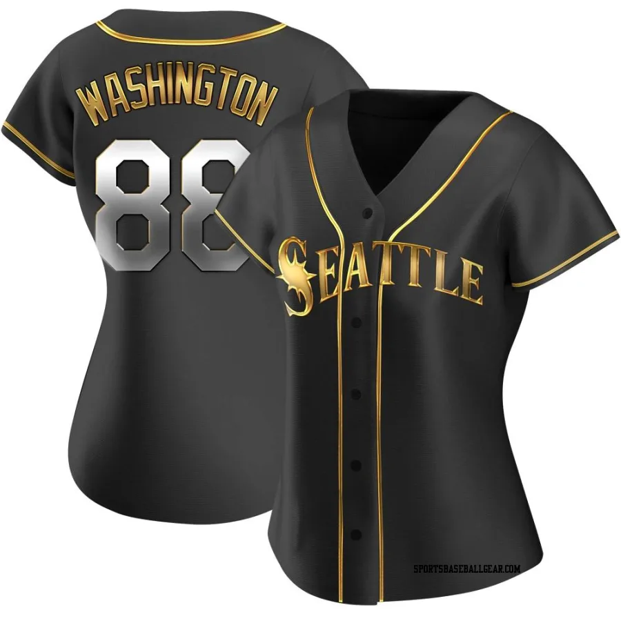 Curtis Washington Women's Seattle Mariners Black Golden Replica Alternate Jersey