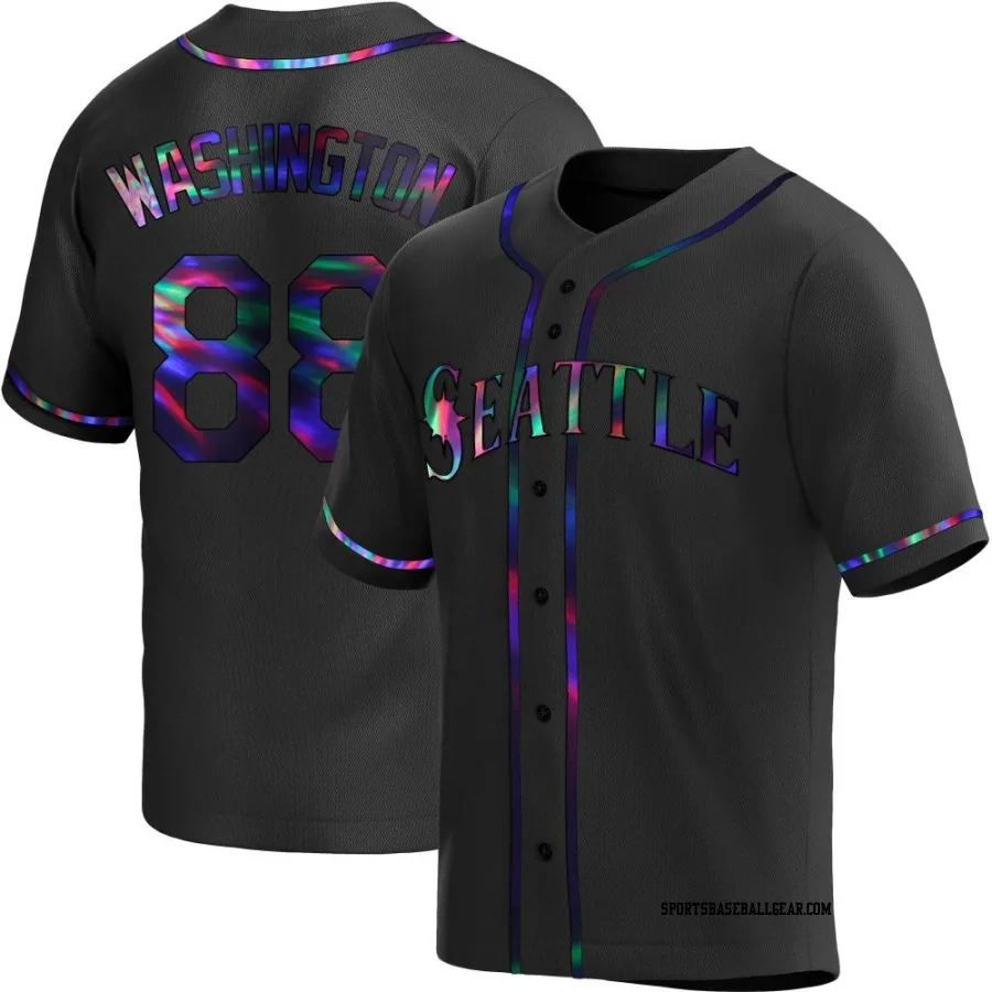 Curtis Washington Youth Seattle Mariners Black Holographic Replica Alternate Jersey