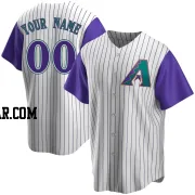 Custom Men's Arizona Diamondbacks Cream/Purple Replica Alternate Cooperstown Collection Jersey