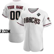 Custom Men's Arizona Diamondbacks White Authentic Crimson Home 2023 World Series Jersey