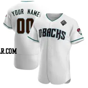 Custom Men's Arizona Diamondbacks White Authentic Teal Alternate 2023 World Series Jersey