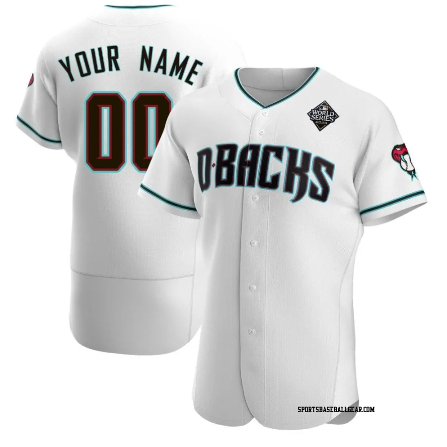 Custom Men's Arizona Diamondbacks White Authentic Teal Alternate 2023 World Series Jersey