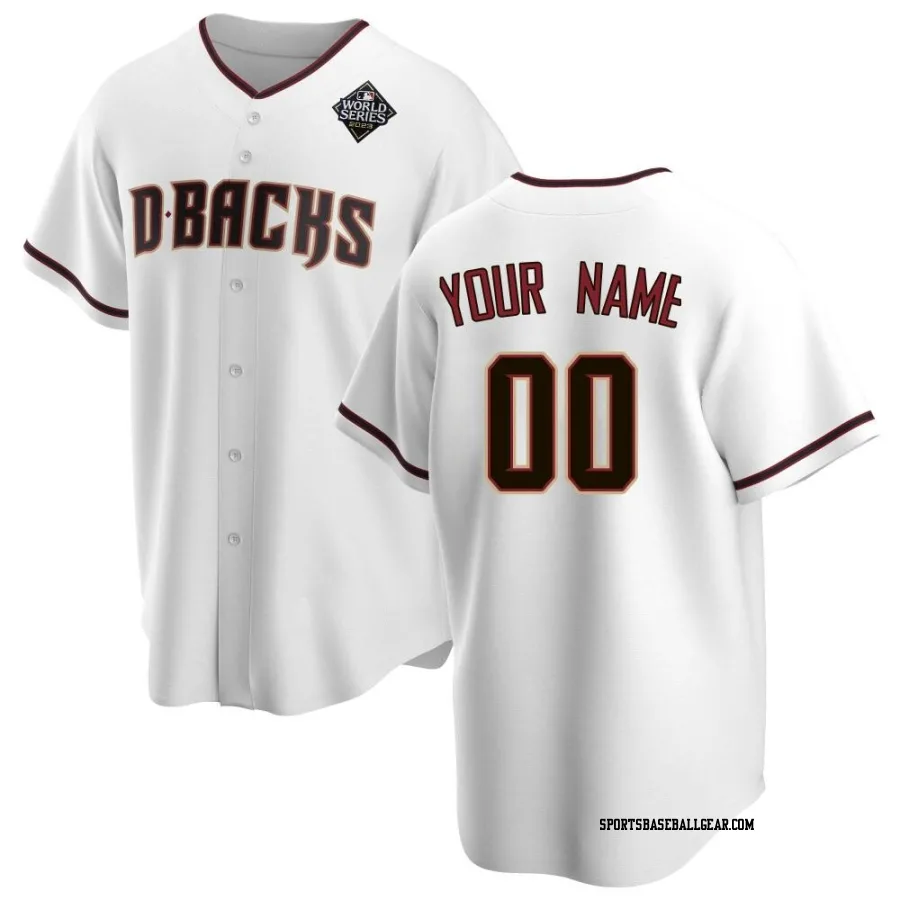 Custom Men's Arizona Diamondbacks White Replica Home 2023 World Series Jersey