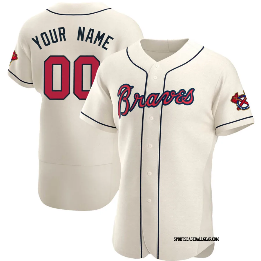 Custom Men's Atlanta Braves Cream Authentic Alternate Jersey