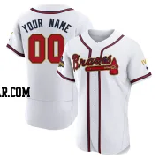 Custom Men's Atlanta Braves Gold Authentic White 2022 Program Jersey