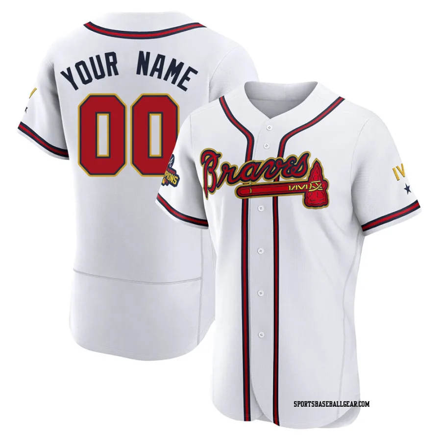 Custom Men's Atlanta Braves Gold Authentic White 2022 Program Jersey