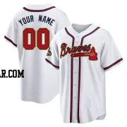 Custom Men's Atlanta Braves Gold Replica White 2022 Program Jersey