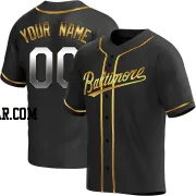 Custom Men's Baltimore Orioles Black Golden Replica Alternate Jersey