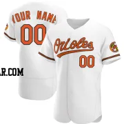 Custom Men's Baltimore Orioles White Authentic Home Jersey