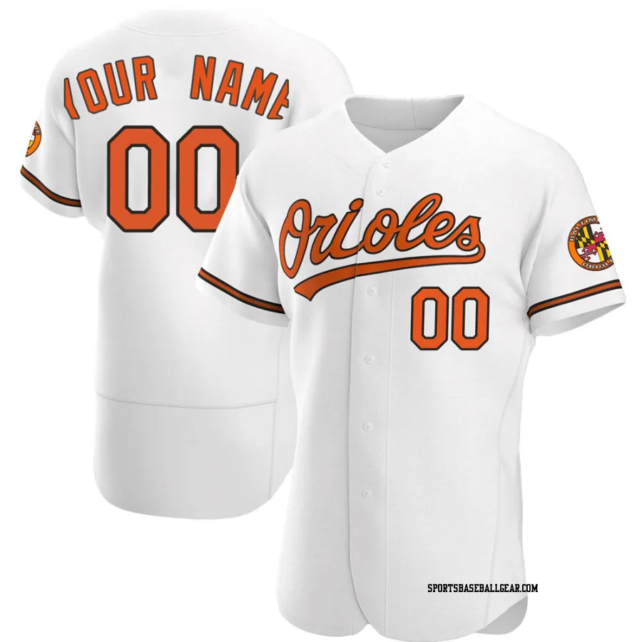 Custom Men's Baltimore Orioles White Authentic Home Jersey