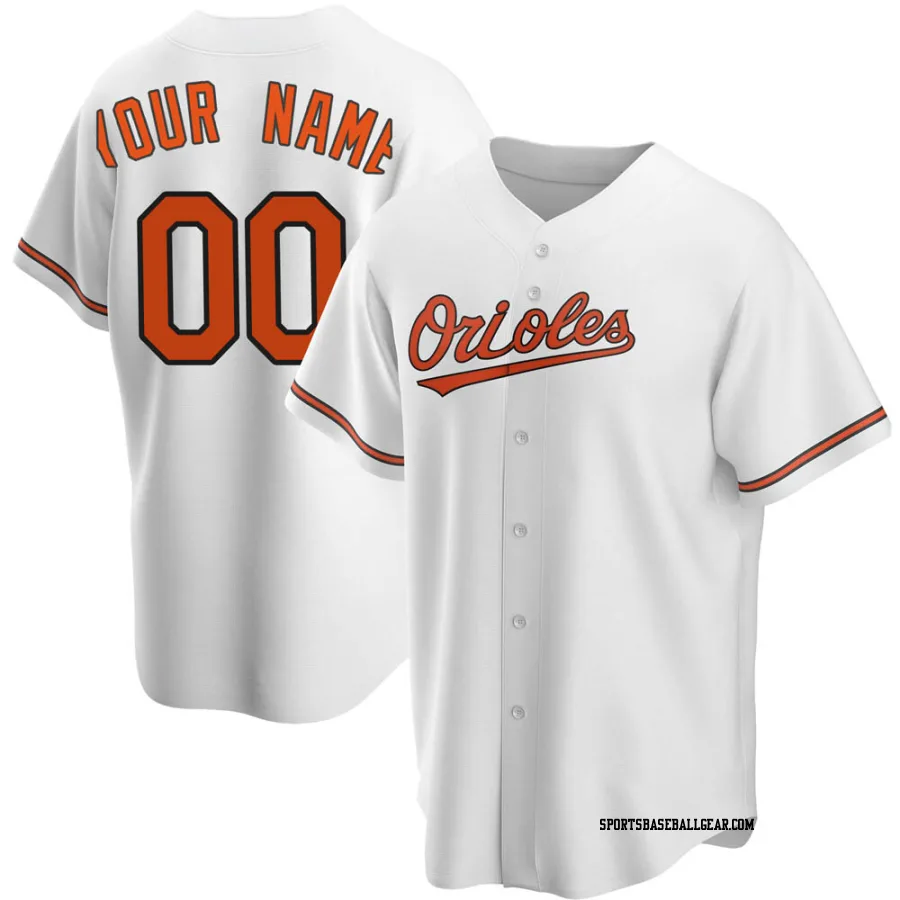 Custom Men's Baltimore Orioles White Replica Home Jersey