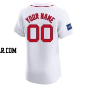 Custom Men's Boston Red Sox White Elite Home Patch Jersey