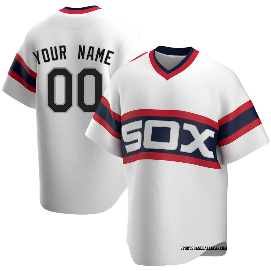 Custom Men's Chicago White Sox White Replica Cooperstown Collection Jersey