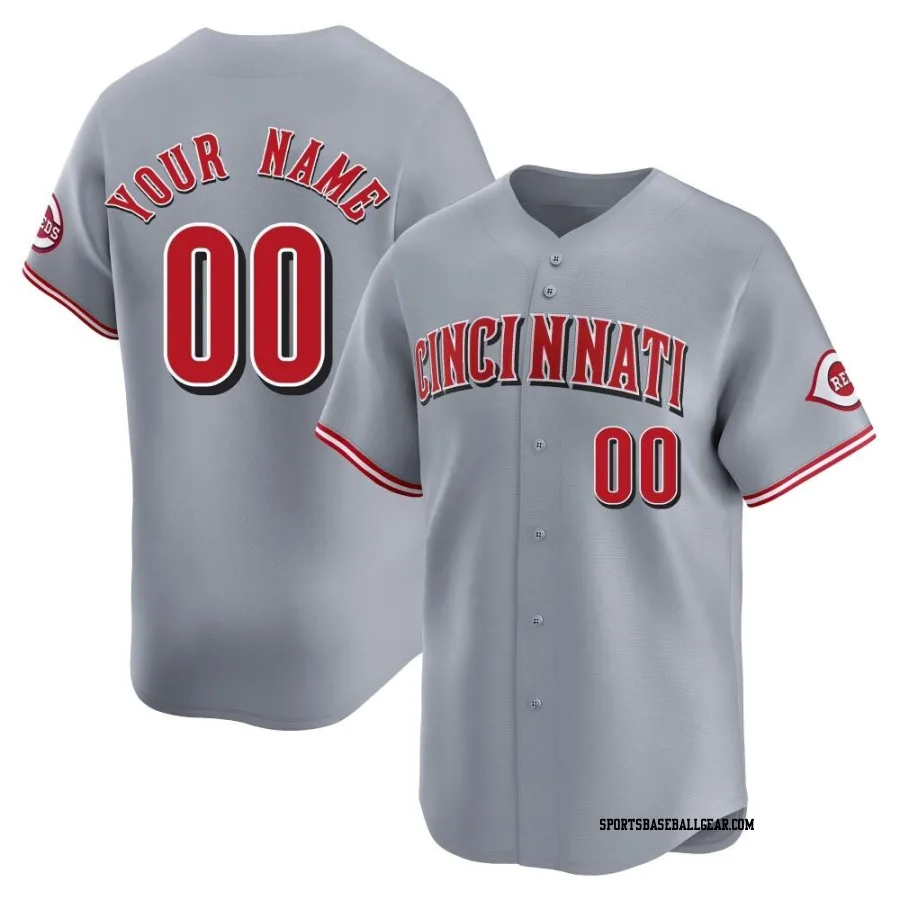 Custom Men's Cincinnati Reds Gray Limited Away Jersey