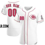 Custom Men's Cincinnati Reds White Authentic Home Jersey