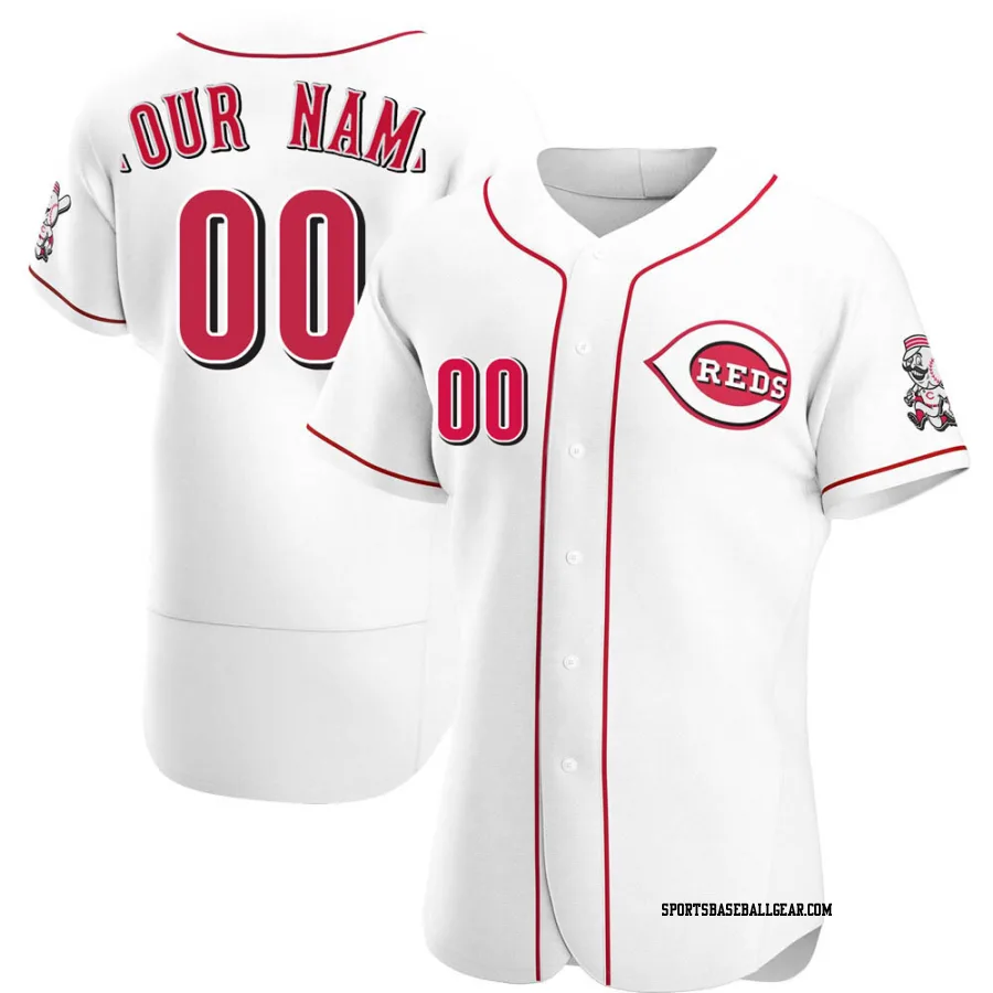 Custom Men's Cincinnati Reds White Authentic Home Jersey