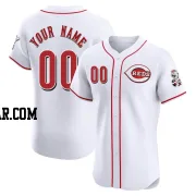 Custom Men's Cincinnati Reds White Elite Home Jersey